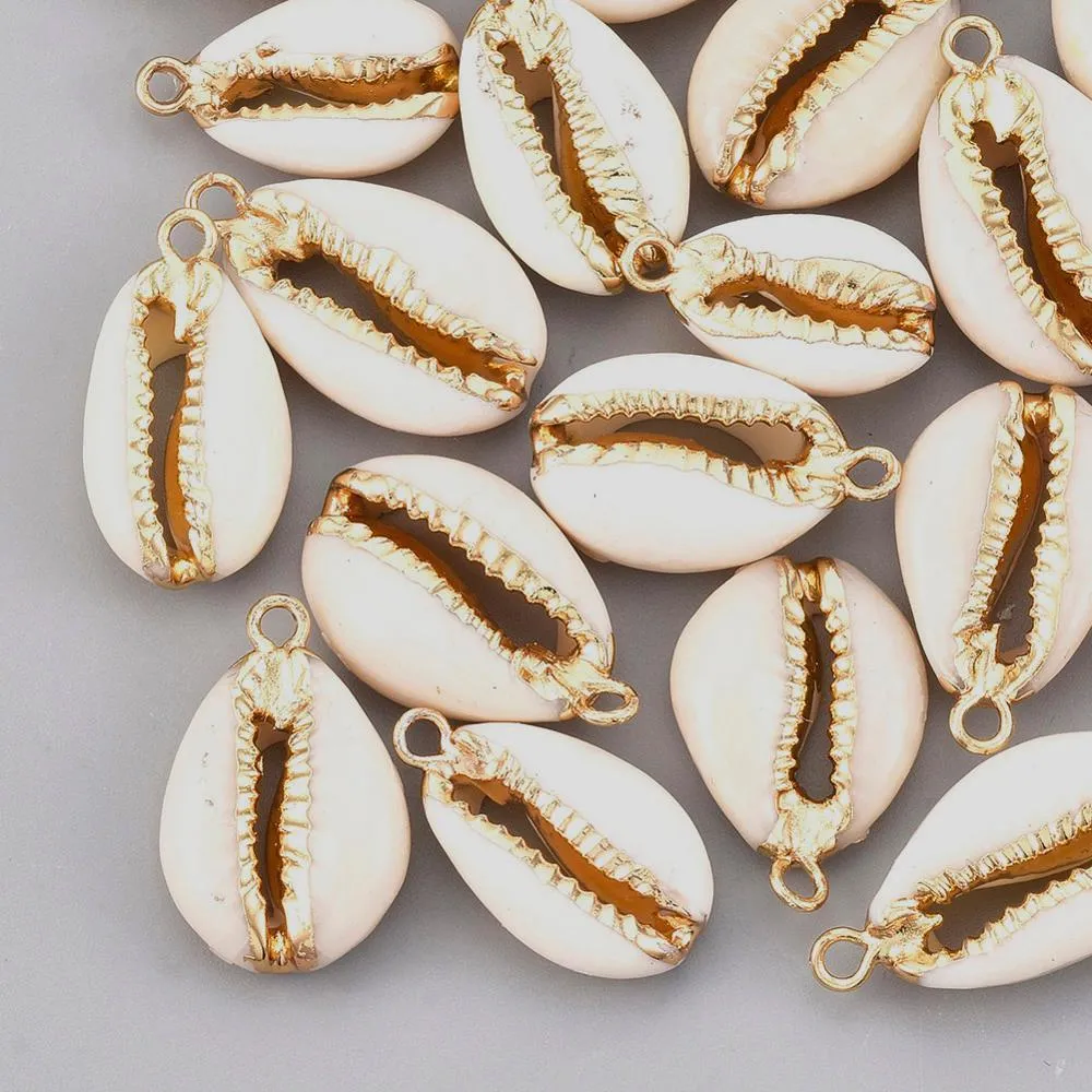 50 Natural Cowrie Shell Locket Charm With Metal Findings For Jewelry Making  Anklet, Bracelet & Earrings From Hu05, $13.48